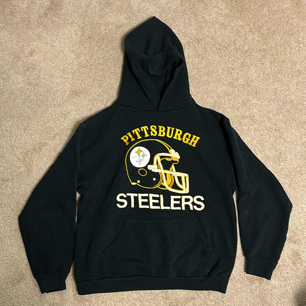 Black Vintage Pittsburgh Steelers Hoodie Medium